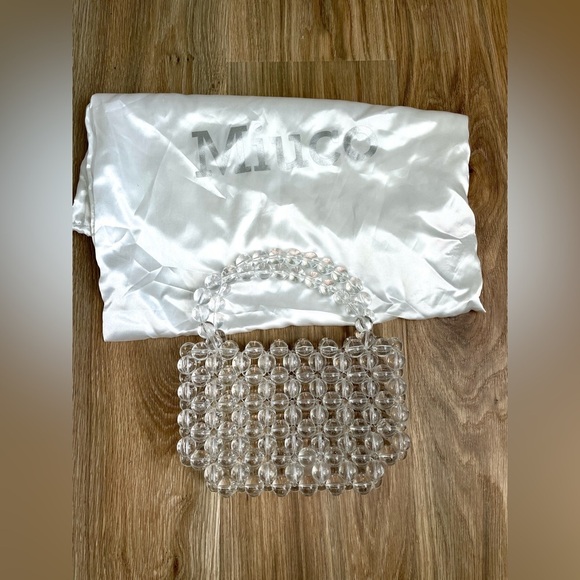 Miuco Acrylic Beaded Bags 100% Handmade Crystal Bags Weave Clear Clutch Handbag - Picture 5 of 5